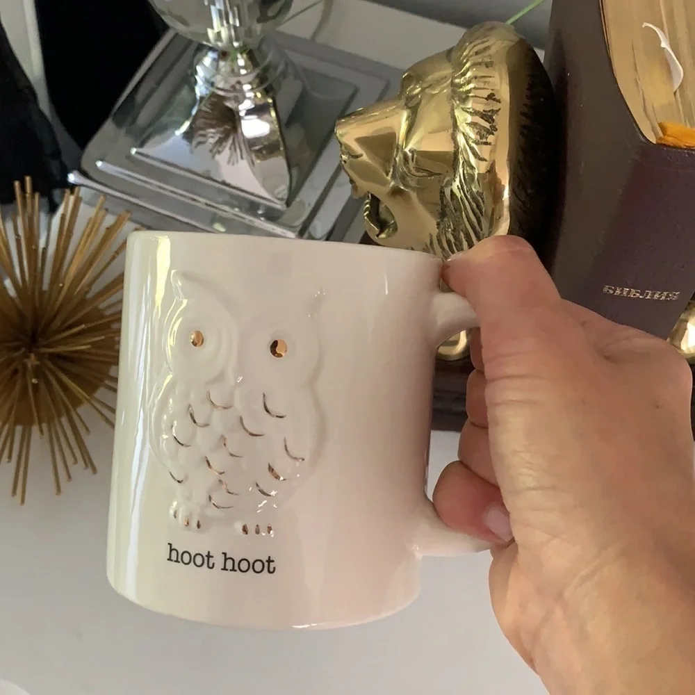 Disney's Animal Kingdom Owl hoot hoot coffee‎ Mug white gold